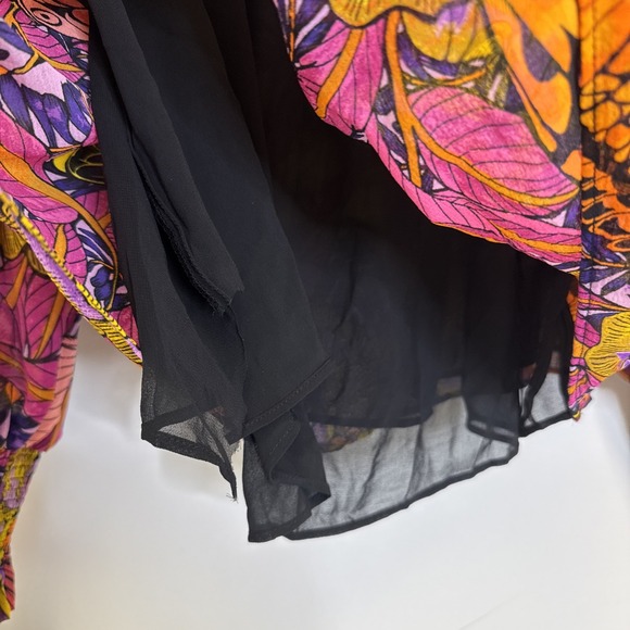 Anthropologie Alexandra Farmer Butterfly Print Smocked Blouse Pink Combo M NEW - Picture 10 of 12